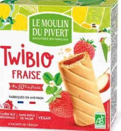 Biscuits bio à la fraise Twibio Le Moulin du Pivert - 150 g
