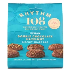 Biscuits croquants bio double chocolat noisette Rythm 108 - 135 g