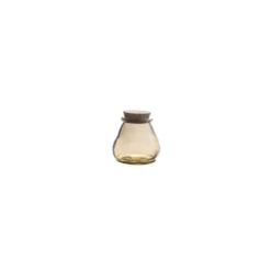 Bocal coloris jaune en verre recyclé bouchon liège - 15 cm