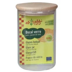 Bocal coloris transparent couvercle en bois Ah Table - 0,8 L