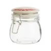 Bocal de stockage en verre et couvercle porcelaine rouge Rosso - 13 x 10 x 12 cm