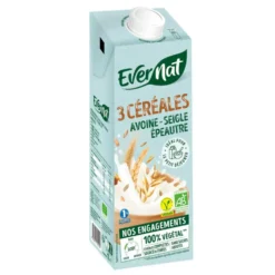 Boisson 3 céréales bio avoine, seigle, épeautre Evernat - 1 L