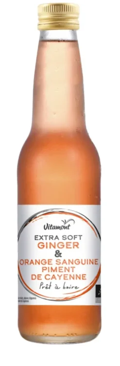 Boisson Extra Soft Ginger orange sanguine piment de Cayenne Bio en bouteille de verre Vitamont - 33 cl