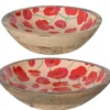Bol décoratif à motif de coquelicots en bois de manguier rouge T1 - Ø 30 x H 6,5 cm