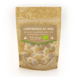 Bonbons en boule fourrée au miel bio en sachet de 120 g