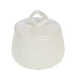 Boîte blanche ronde en céramique émaillée Perrine - 11 x 10,5 x 11 cm
