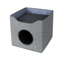 Boîte à chat coloris gris Wouapy La Terrasse - 39 x 39 x 38 cm