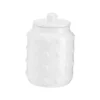 Boîte décorative en grès blanc à relief grand modèle - Ø 14 x H 19 cm