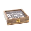 Boîte décorative tictactoe en bois de manguier - 18 x 18 x 5 cm