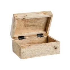 Boîte en bois de manguier à décor floral pêche moyen modèle - 16 x 11 x 7,5 cm