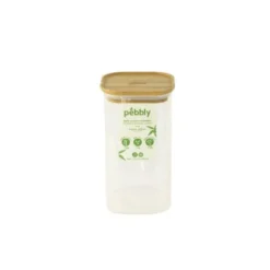 Boîte en verre empilable 1400 ml avec couvercle en bambou 11x11x20 cm