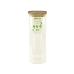 Boîte en verre empilable 2200 ml avec couvercle en bambou 11x11x30 cm
