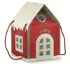 Boîte maison décorée coloris rouge et blanc Cav Service - 20 x 20 x h 18 cm