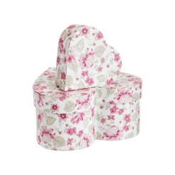 Boîtes forme cœur en papier à décor floral rose et gris - les 2 boîtes