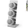 3 boîtes sur support magnétique en inox argent - 11 x 8 x 24 cm
