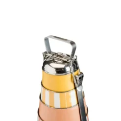 Boîte traditionnelle à 4 étages en acier inoxydable jaune et orange Tiffin - Ø 15 x H 28 cm