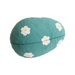 Boîte œuf à garnir en coton mâché bleu - Ø 9 x H 14 cm