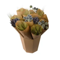 Botte de fleurs séchées coloris bleu - H 50 cm (Livré aléatoirement parmi plusieurs bottes assorties)