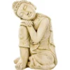 Bouddha penseur coloris beige en béton coulé - 33 x 33 x 58 cm