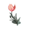 Bougeoir allongé forme fleur en métal vert et rose - 17 x 11 x 17 cm