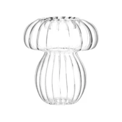 Bougeoir forme champignon en verre transparent - 12 x 10 cm