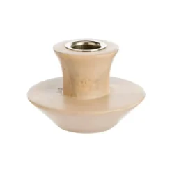 Bougeoir toupie en bois de manguier blanchi - Ø 9 x H 6 cm