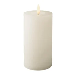 Bougie cylindre haute blanche LED à effet flamme blanc chaud - Ø 7 x H 15 cm