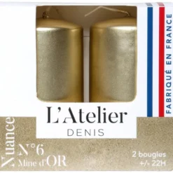 Bougie cylindrique or L’Atelier de Denis - Le pack de 2