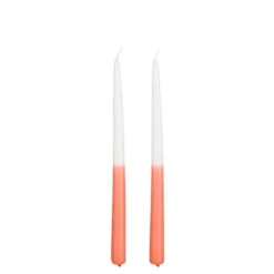 Bougie flambeau dîner coloris orange en cire - 30 cm
