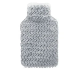 Bouillotte en caoutchouc naturel avec housse gaufrée gris clair Cassandra