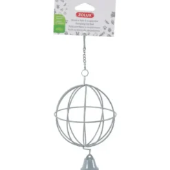 Boule à foin à suspendre pour les rongeurs en métal coloris gris Zolux - 11 x 11 x 27 cm