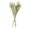 Bouquet de 5 tulipes blanches en silicone Naturalys - 30 cm