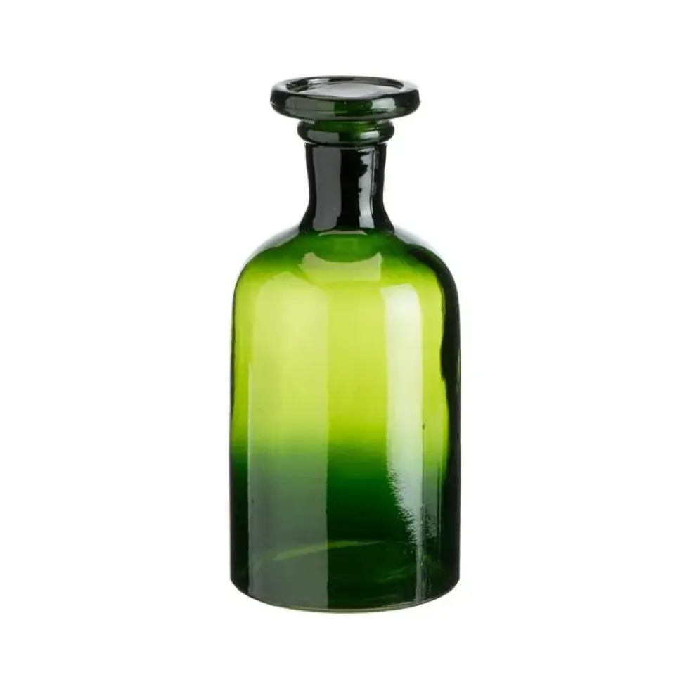 Bouteille décorative verte en verre style herboristerie - 17,5 x 8,5 cm