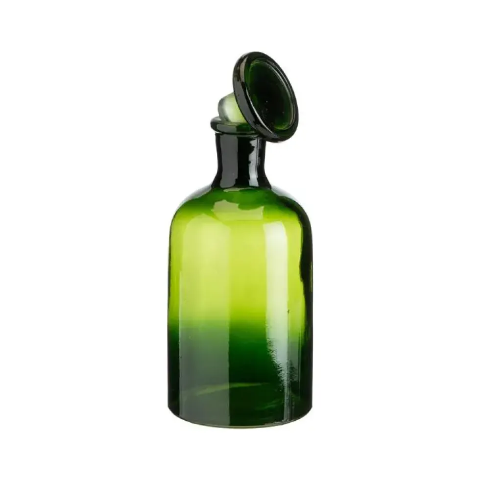 Bouteille décorative verte en verre style herboristerie - 17,5 x 8,5 cm