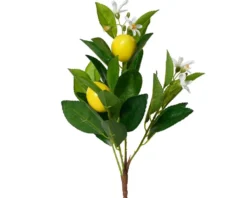 Branche artificielle de citron sur tige jaune - Ø 18 x H 58 cm