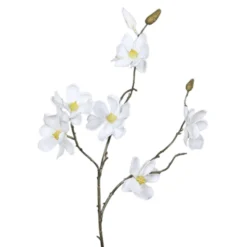 Branche de magnolia artificiel crème à 6 fleurs - 82 cm