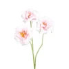 Branche de rose artificielle rose clair à 3 fleurs - 65 cm