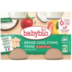 Brassé végétal coco pomme fraise Babybio 6 mois – 2 x 130 g