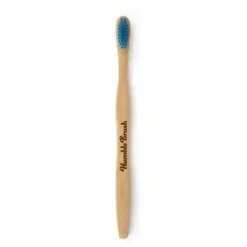 Brosse à dents pour adulte en bambou souple coloris bleu