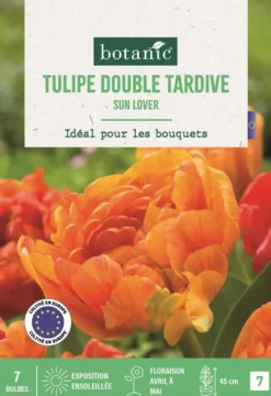 Bulbes de fleurs Tulipe double tardive Sun Lover orange botanic® - 7 bulbes
