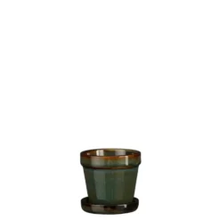 Cache-pot Clint coloris vert en céramique - 7,5 x Ø 7,5 cm