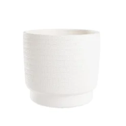 Cache-pot coloris blanc Madeira - 14,5 x 13 cm