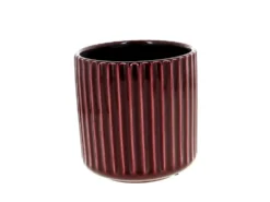 Cache-pot coloris rouge en céramique Orchidée - Ø 13,5 x 14 cm