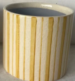 Cache-pot double traits coloris multicolore en céramique - 12,5 x 12,5 x 9,5 cm