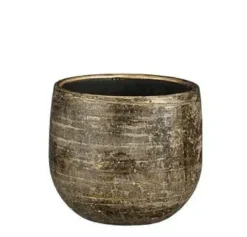 Cache-pot en céramique coloris bronze métallique Edelman Hollande Marcus – Ø 14 x H 12 cm