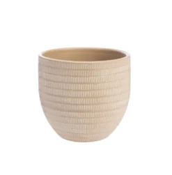 Cache-pot en céramique marron Sulco – 24 x 22 cm