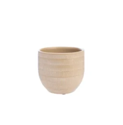 Cache-pot en céramique marron Sulco – 16 x 14 cm