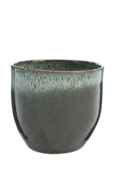 Cache-pot en céramique vert foncé Basalt - Ø 21,7 x H 19,5 cm