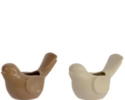 Cache-pot forme oiseau en porcelaine - 19 x 9 x 11,5 cm