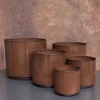 Cache-pot Looma coloris marron en zinc taille XXL - Ø 43 x 37 cm
